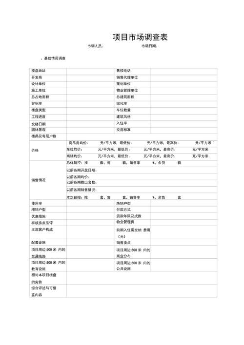 市場調(diào)查表模板
